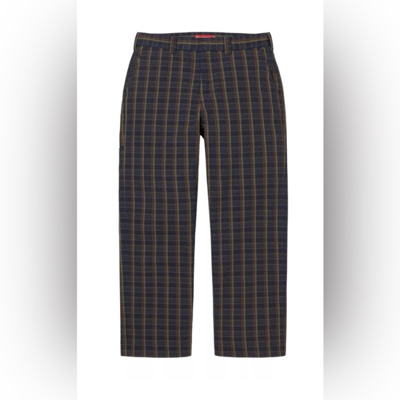 Supreme Other - Supreme SS22 Work Pant Navy Plaid Size 34 Heavy cotton blend twill enzyme wash